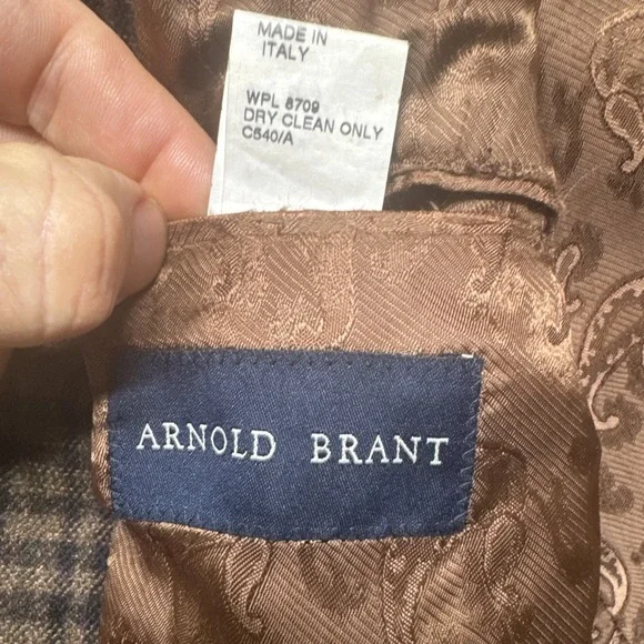 Columbo Cashmere & Mink Sport Coat‎ 46L Brown Check Plaid Blazer Arnold Brant